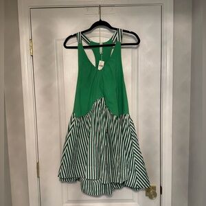 Green and White Striped Dress
